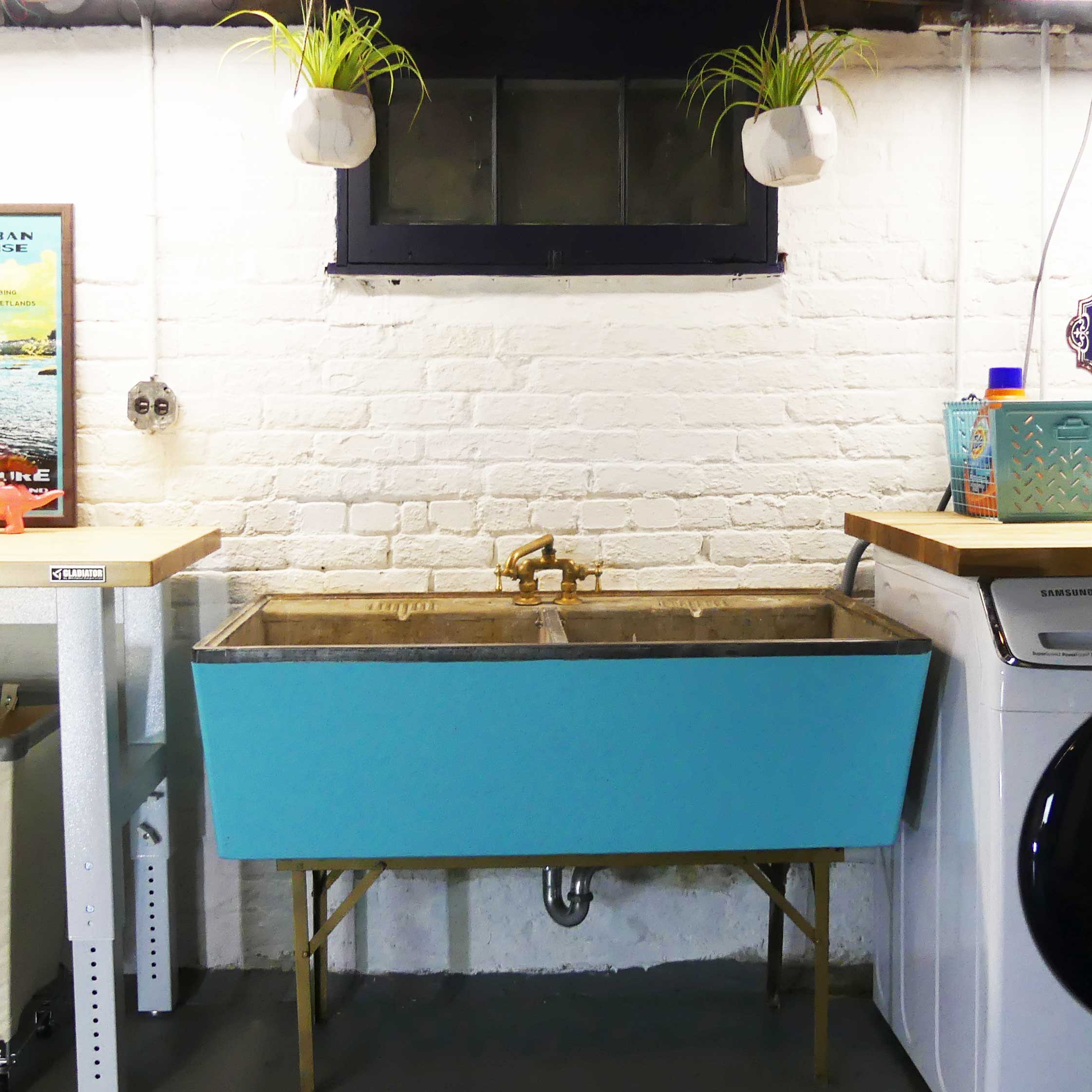 vintage concrete laundry sink