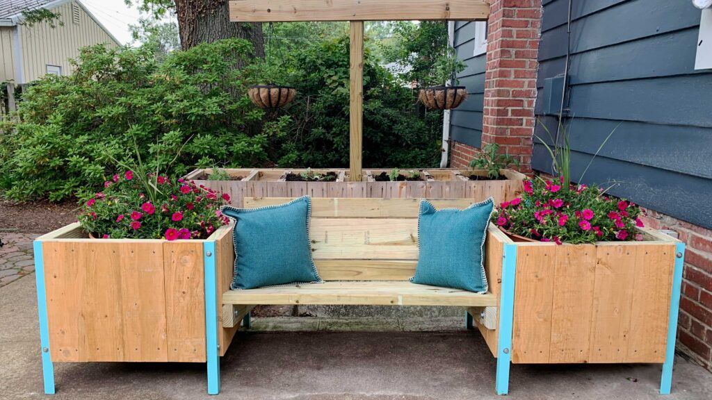 Outdoor Bench With Planters