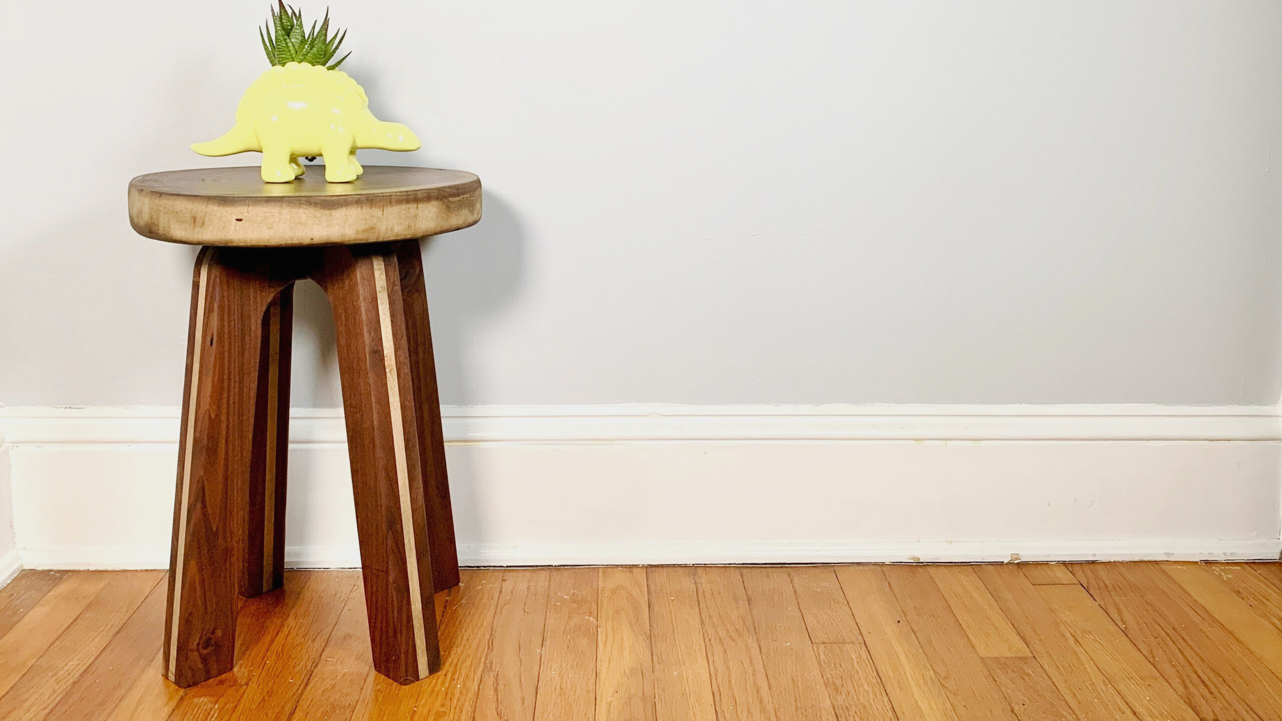 Rustic and Modern Walnut and Maple Side Table